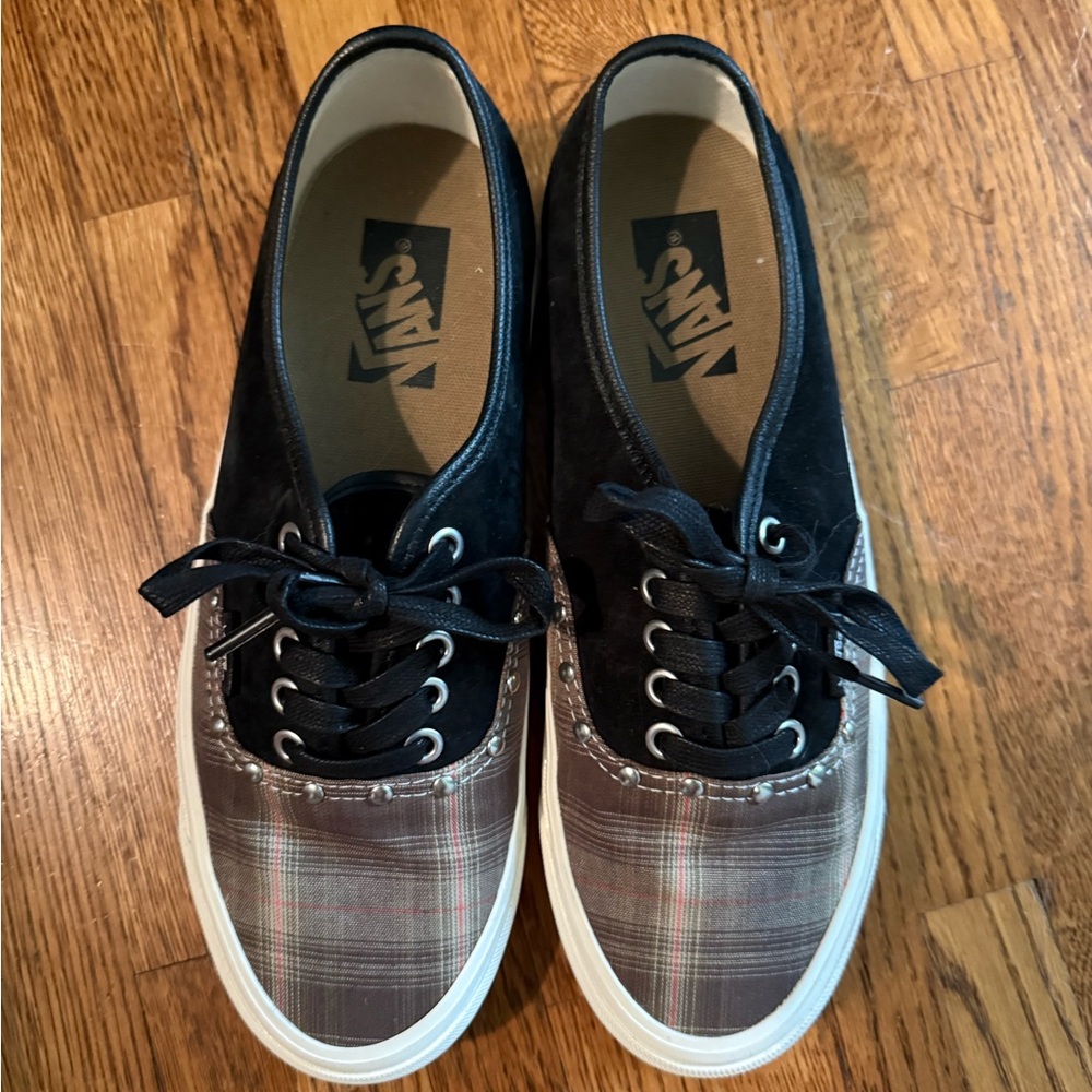 Vans Black and Plaid Studded Sneakers